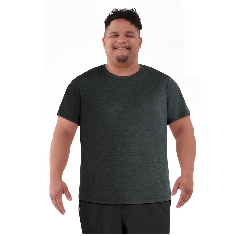 Athletic Works Mens Active Performance Jersey Tee 4XL Blackened Evergreen Stripe - Picture 2 of 8